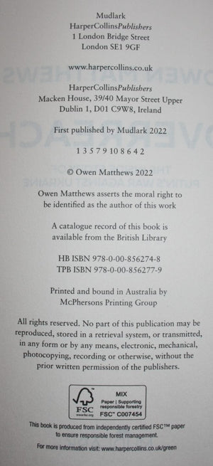 Overreach The Inside Story of Putin's War Against Ukraine By Matthews, Owen.