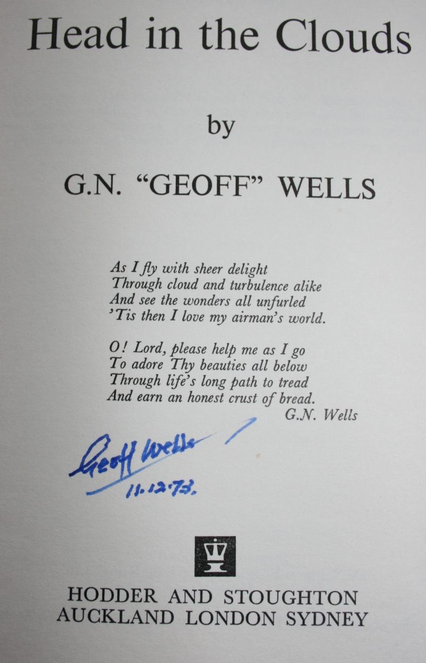 Head in the Clouds. SIGNED by Geoff N. Wells