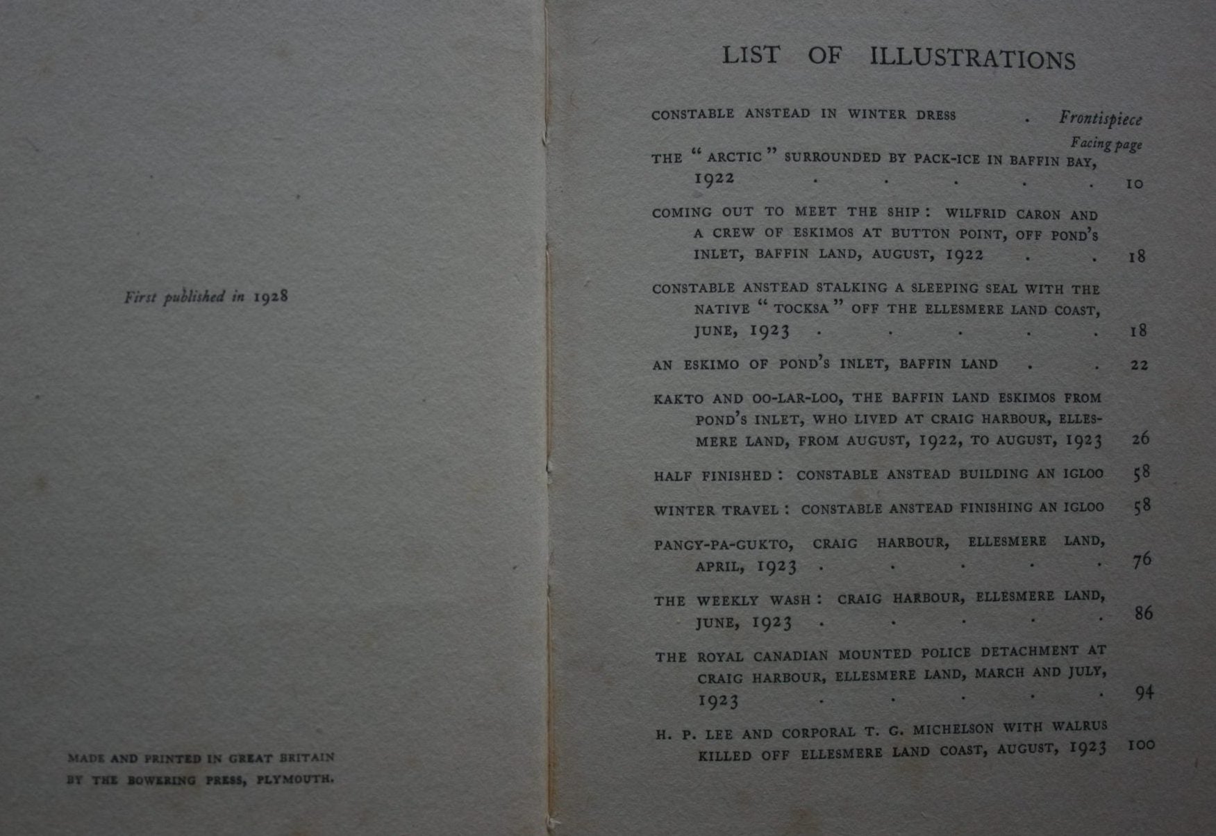 Policing the Top of the World. 1928 First Edition. by Herbert Patrick Lee