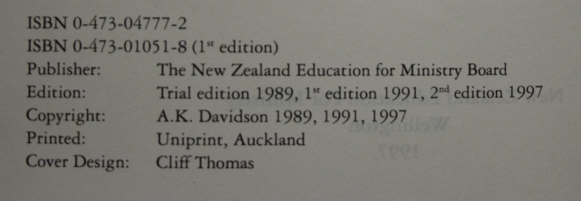 Christianity in Aotearoa A History of church and society in New Zealand by Allan Davidson