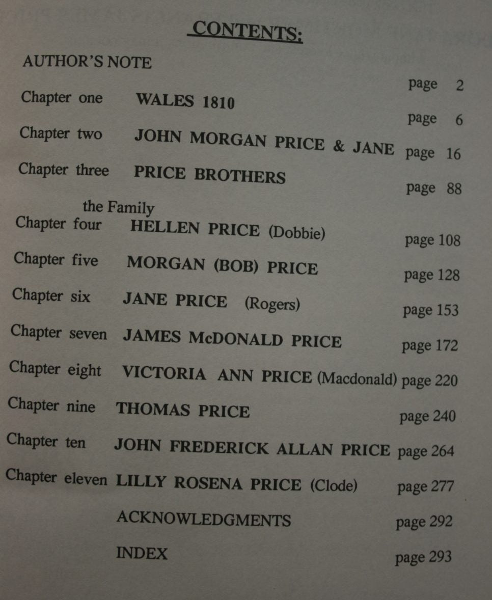 Morgan Price &amp; Family. Story of John Morgan Price 1835 -1922 wife Jane and their eight children from Athol Southland New Zealand. BY Trevor N Price.