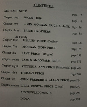 Morgan Price &amp; Family. Story of John Morgan Price 1835 -1922 wife Jane and their eight children from Athol Southland New Zealand. BY Trevor N Price.