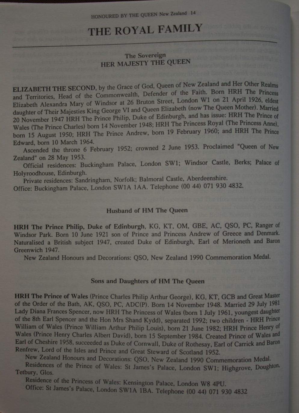 Honoured by the Queen--New Zealand: Recipients of honours, 1953-1993 and royal appointments to the Privy Council, as Queen's Counsel, and as justices of the peace. By Alister Taylor.