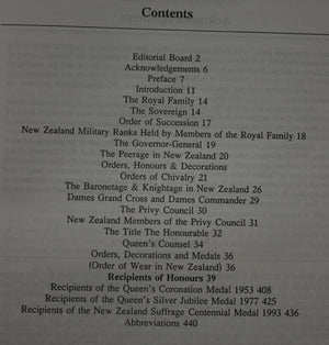 Honoured by the Queen--New Zealand: Recipients of honours, 1953-1993 and royal appointments to the Privy Council, as Queen's Counsel, and as justices of the peace. By Alister Taylor.