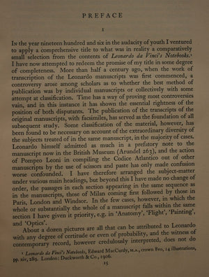 The Notebooks of Leonardo Da Vinci, Volumes 1 and 2. Arranged, rendered into English and Introduced by Edward MacCurdy.