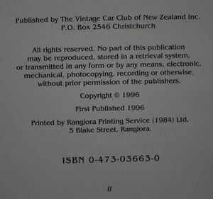 50 Years, Vintage Car Club of New Zealand BY Mollie Anderson (Editor).