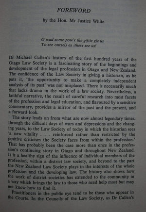 Lawfully Occupied: The Centennial History of the Otago District Law Society by M J Cullen.