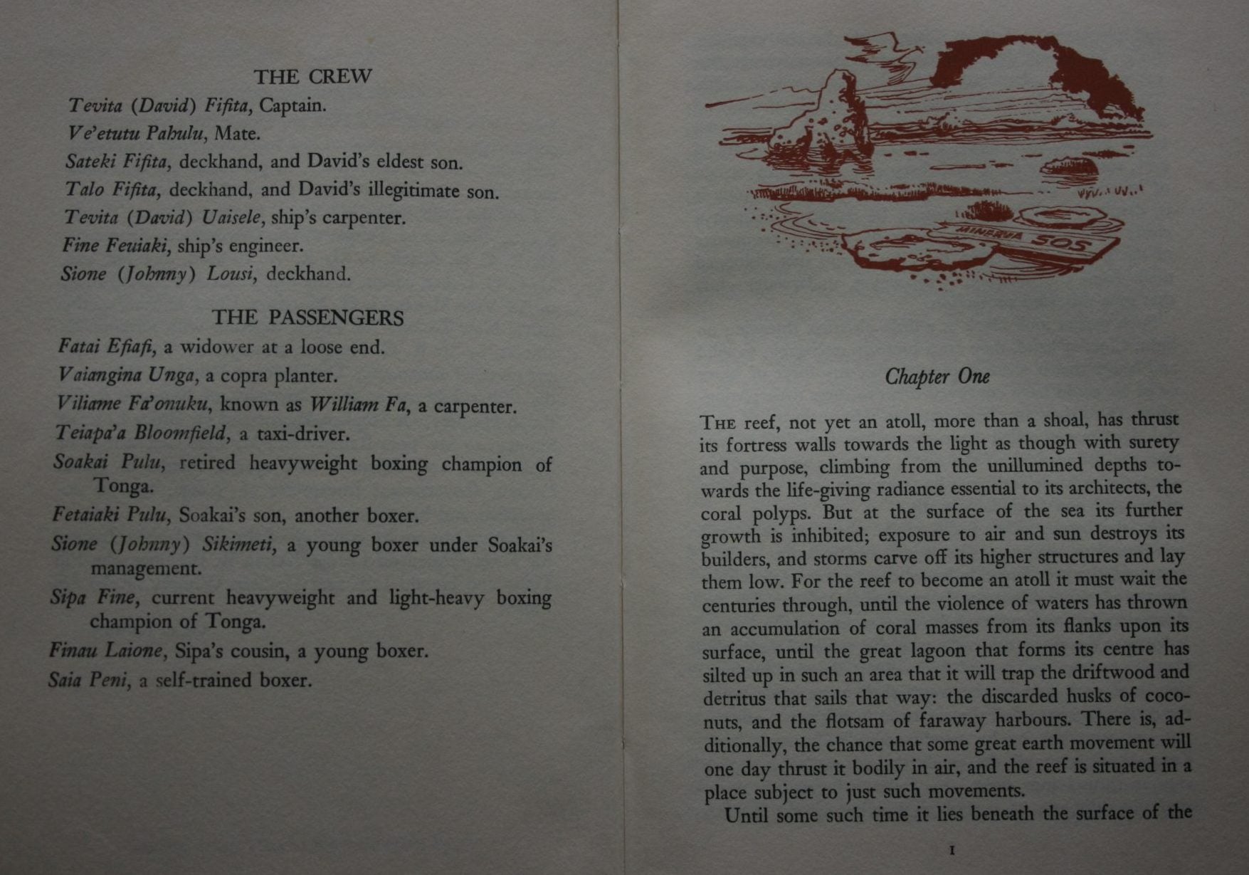 Minerva Reef Fourteen Desperate Weeks with the Castaway Tongans. By Olaf Ruhen. SIGNED BY THE AUTHOR AND THE CAPTAIN. David Fifita, + David's wife: Alapasita Fifita