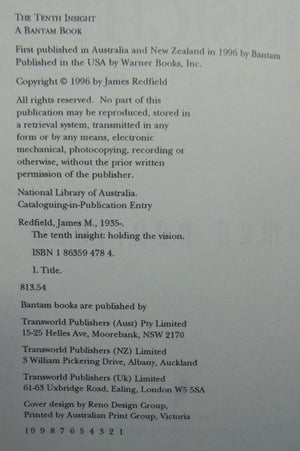 The Celestine Vision. THE TENTH INSIGHT. Hardbacks by Redfield, James