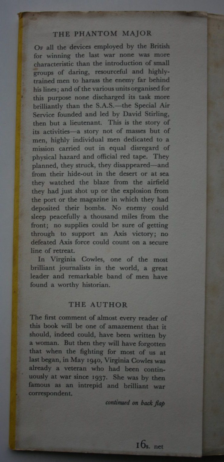 The Phantom Major. The Story of David Stirling and the S.A.S. Regiment by Virginia Cowles.