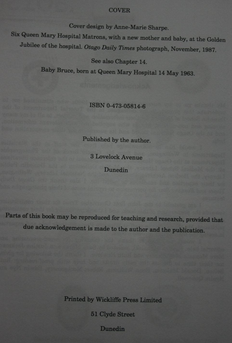 Labour of Love Childbirth at Dunedin Hospital, 1862-1972 by Adelheid Wassner. SIGNED BY AUTHOR.