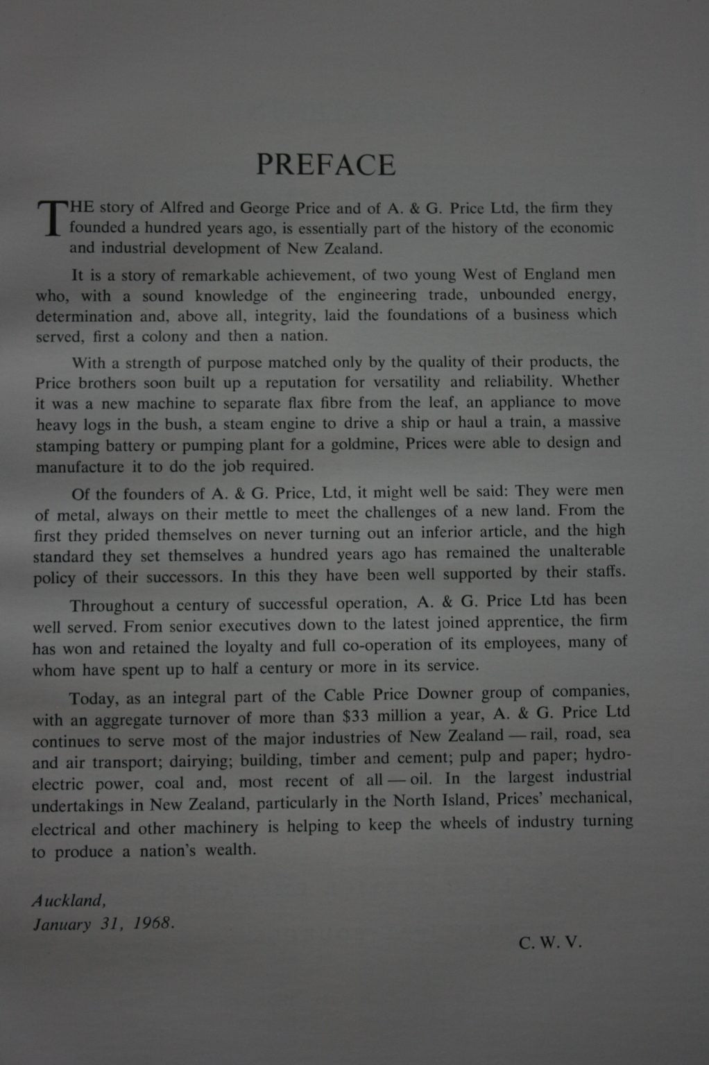 Men of Metal: The Story of A. &amp; G. Price Ltd., Auckland and Thames 1868-1968 by C. W. Vennell.