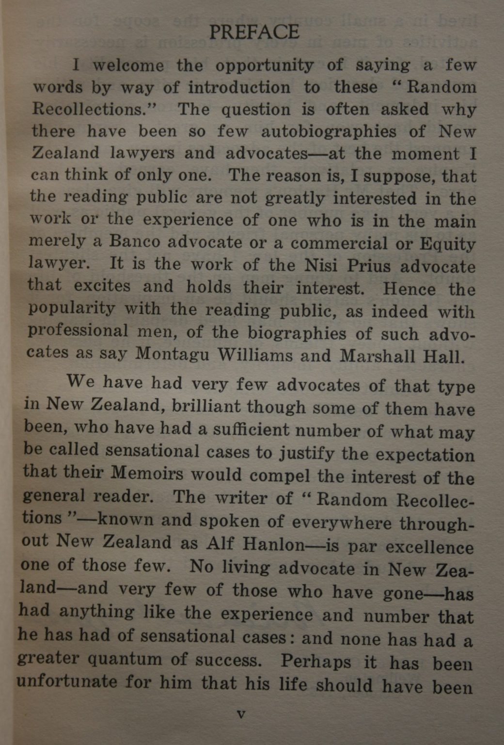 Random Recollections: Notes on a Lifetime at the Bar by A. C. Hanlon.