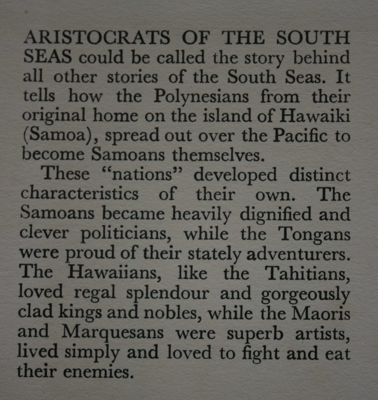 Aristocrats of the South Seas. by Alexander Russell. Hardback 1961