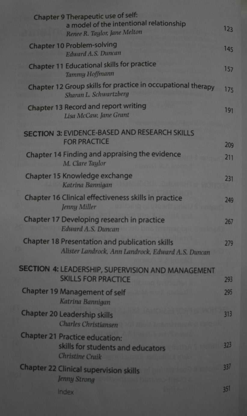 Foundations for Practice in­ Occupational Therapy, Skills for Practice in ­Occupational Therapy, By Duncan, Edward A. S.