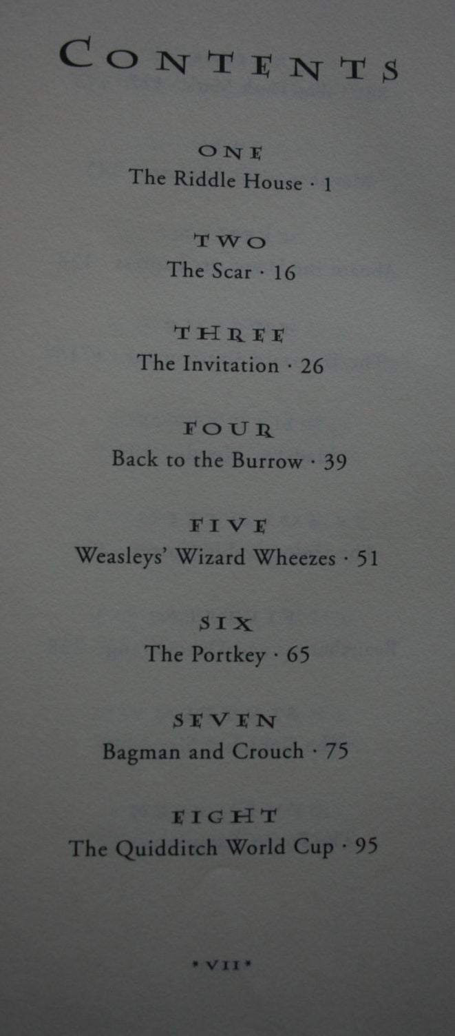 Harry Potter and the ­Goblet of Fire By J. K. Rowling, Illustrated by Mary Grandpré. 2000, First Edition, First Printing. Number line 10 through to 1.