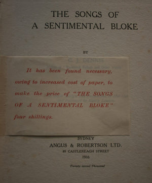 The Songs of a Sentimental Bloke By C. J. Dennis. (1916)