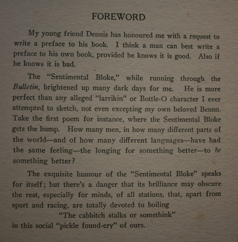 The Songs of a Sentimental Bloke By C. J. Dennis. (1916)