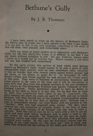 Bethune's Gully - How I Obtained It and What I Did With It by J B Thomson, Broad Bay.