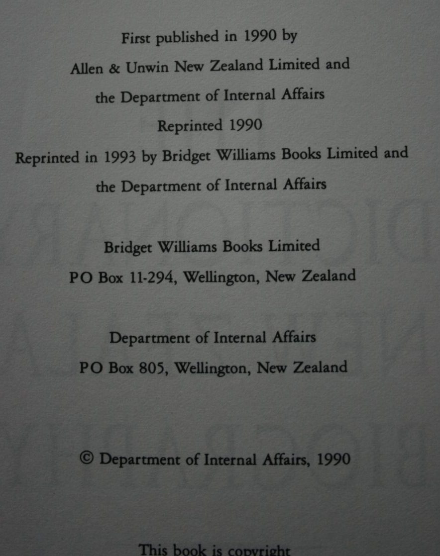 The Dictionary of New Zealand Biography vols 1-3.