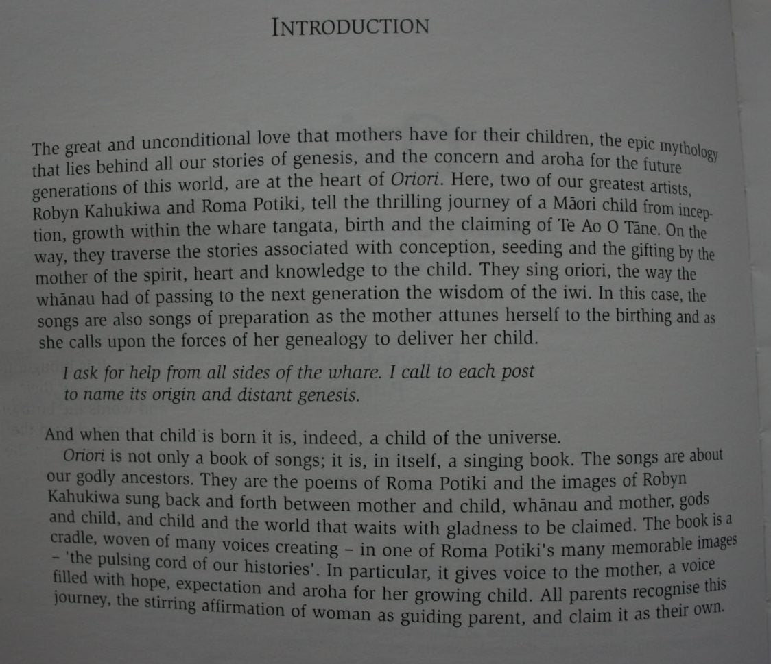 Oriori: A Maori child is born, from conception to birth. 1999. VERY SCARCE. BY Robyn Kahukiwa & Roma Potiki.