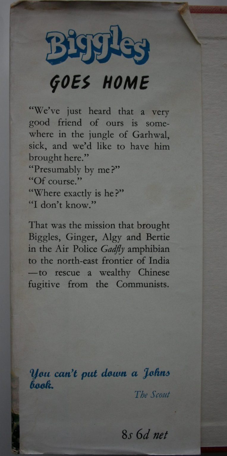 Biggles Goes Home. 1960 First Edition. By Captain W. E. Johns