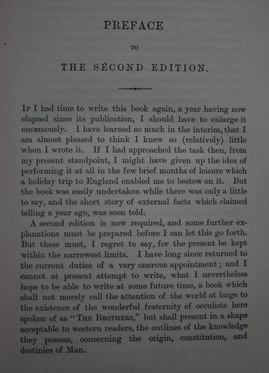 The Occult World by A. P. Sinnett. 1884, 4th edition.