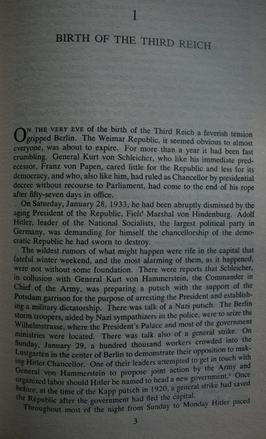 The Rise And Fall Of The Third Reich. By William L. Shirer