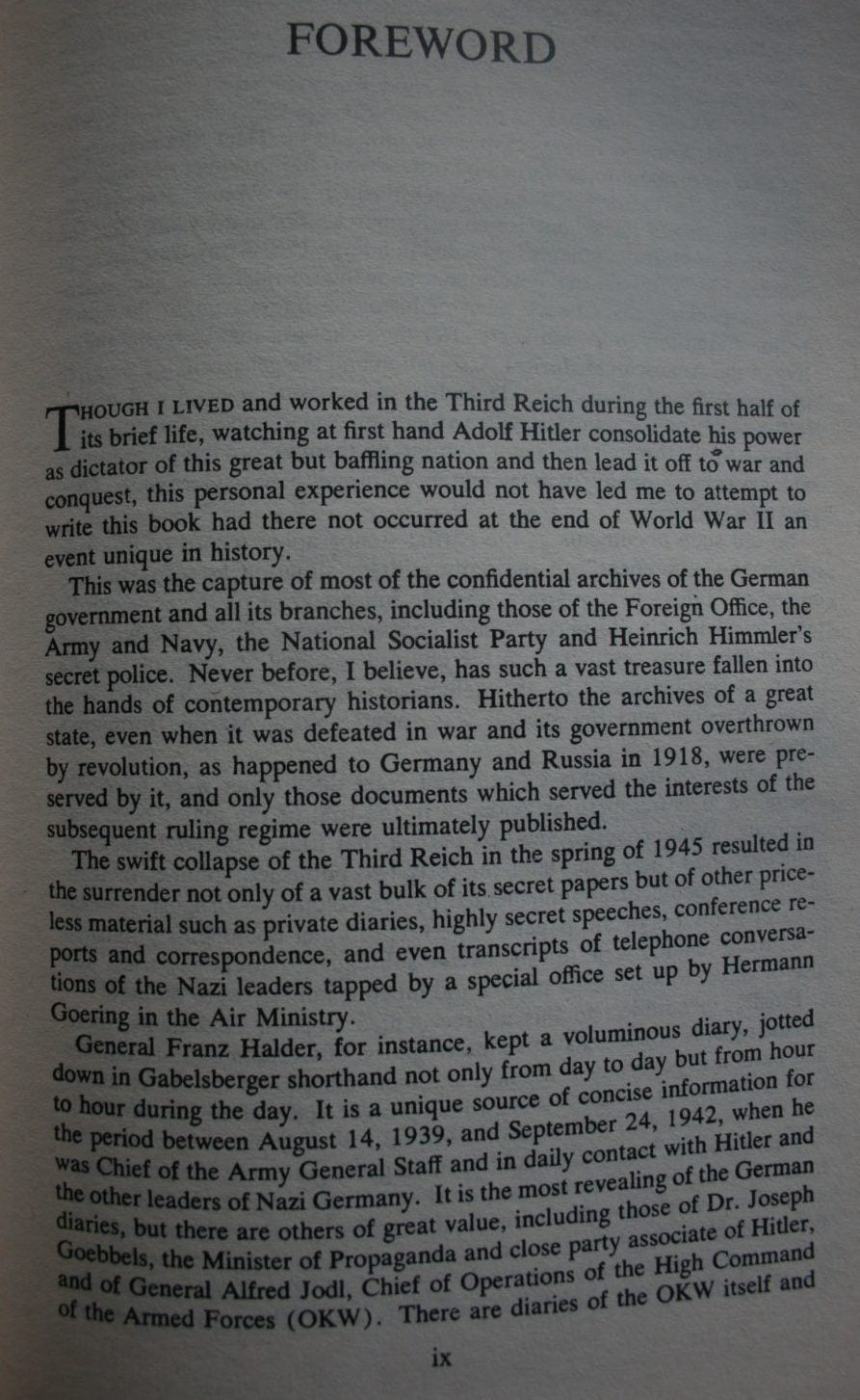 The Rise And Fall Of The Third Reich. By William L. Shirer