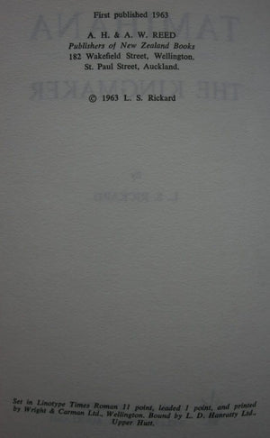 Tamihana the Kingmaker by L. S. Rickard. First Edition.