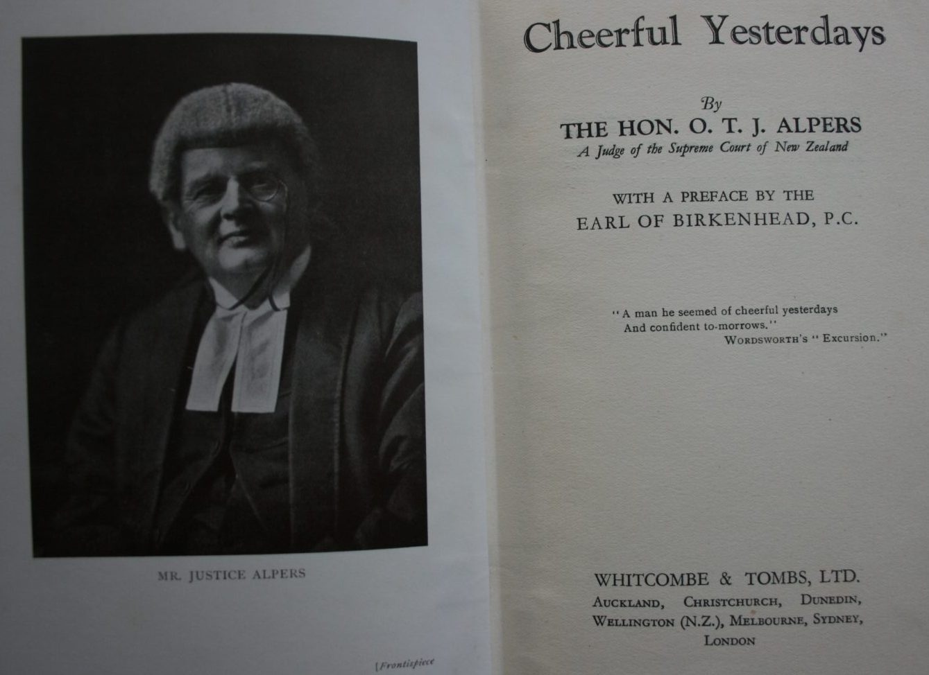 Cheerful Yesterdays. By O. T. J. Alpers. Hardback (1935)