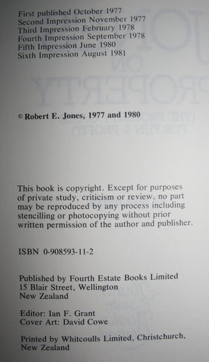 Jones on Property. SIGNED By Bob Jones.