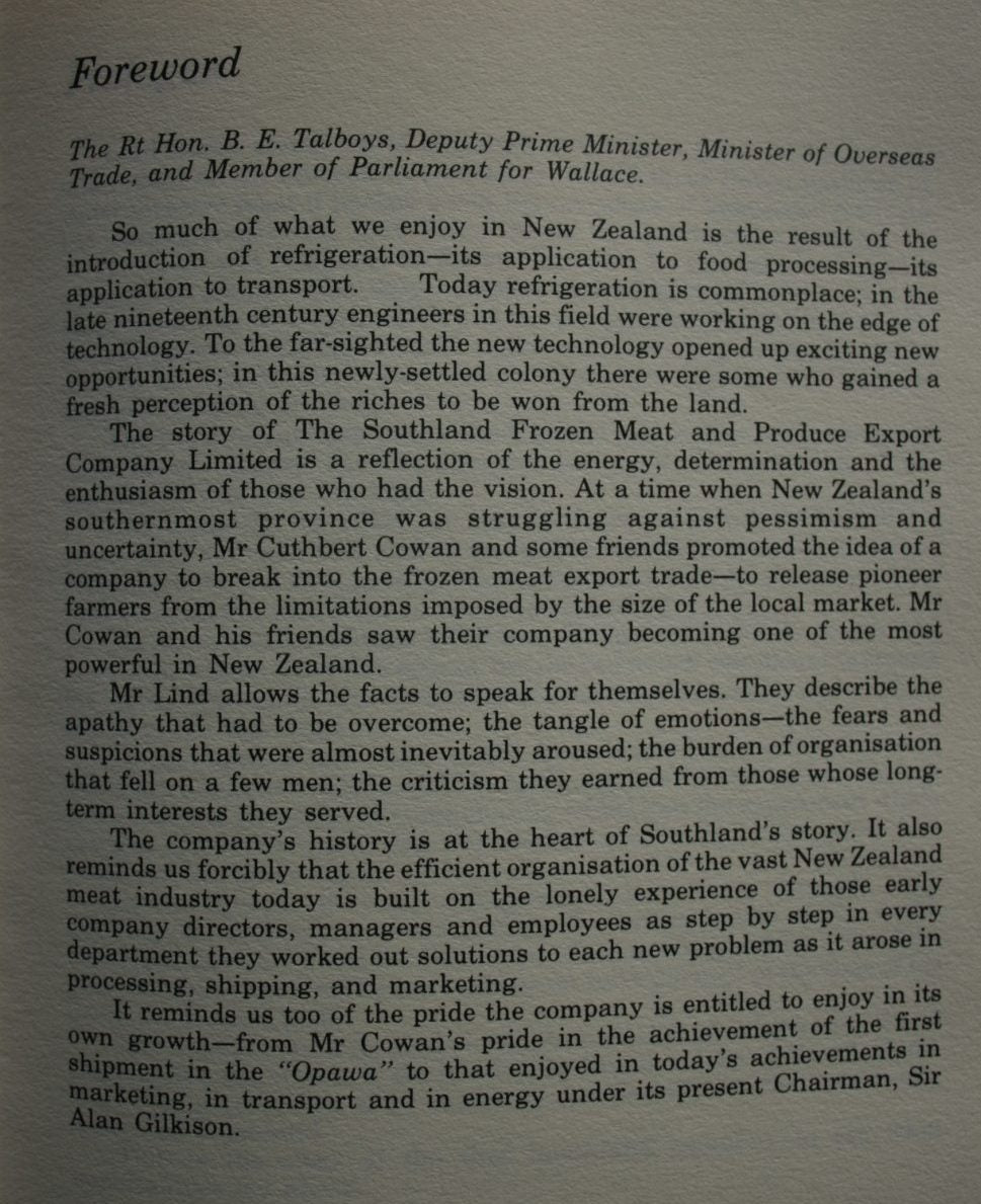 The Keys to Prosperity. History of Southland Frozen Meat Ltd. By Clive A. Lind