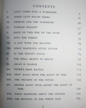 The Lion, The Witch and The Wardrobe. A Story for Children by C. S. Lewis. First edition, 3rd impression.