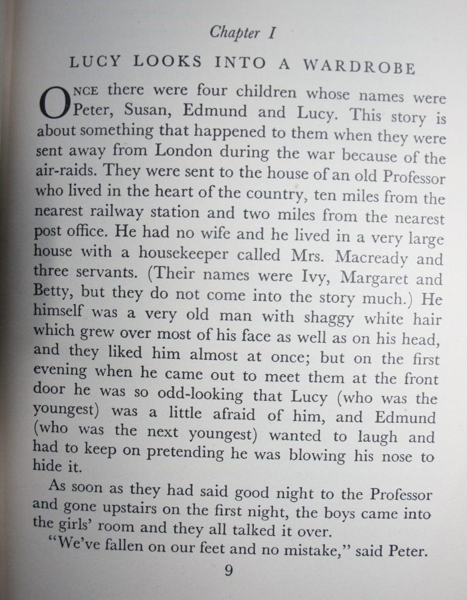 The Lion, The Witch and The Wardrobe. A Story for Children by C. S. Lewis. First edition, 3rd impression.