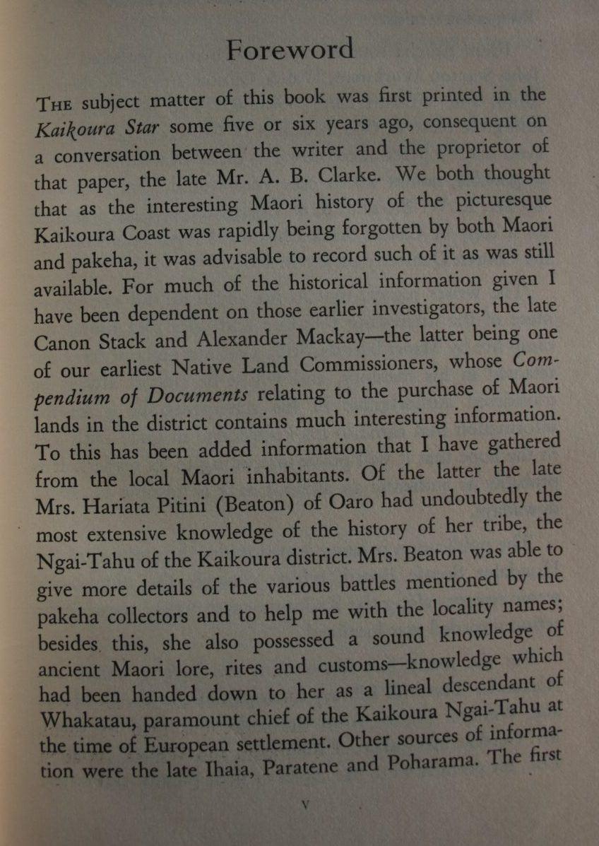 Kaikoura Coast, Maori History, Traditions and Place-Names by W J Elvy.