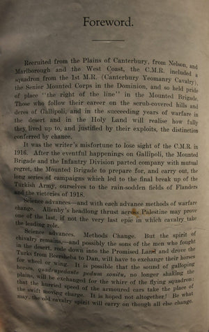 The History of the Canterbury Mounted Rifles 1914- 1919 by The Officers of the Regiment and Colonel C.G. Powles, C.M., D.SO., A.D.C. Editor.