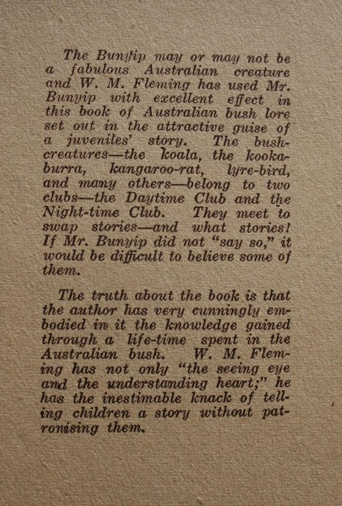 Bunyip Says So. A Tale of the Australian Bush. by W. M. Fleming. 1939, FIRST EDITION.