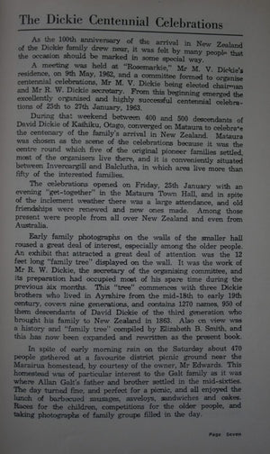 The Dickie Pioneers To New Zealand and Their Descendants. By Ethel B. Smith and Winifred Smith.