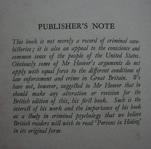 Persons in Hiding by J. Edgar Hoover. (1939)