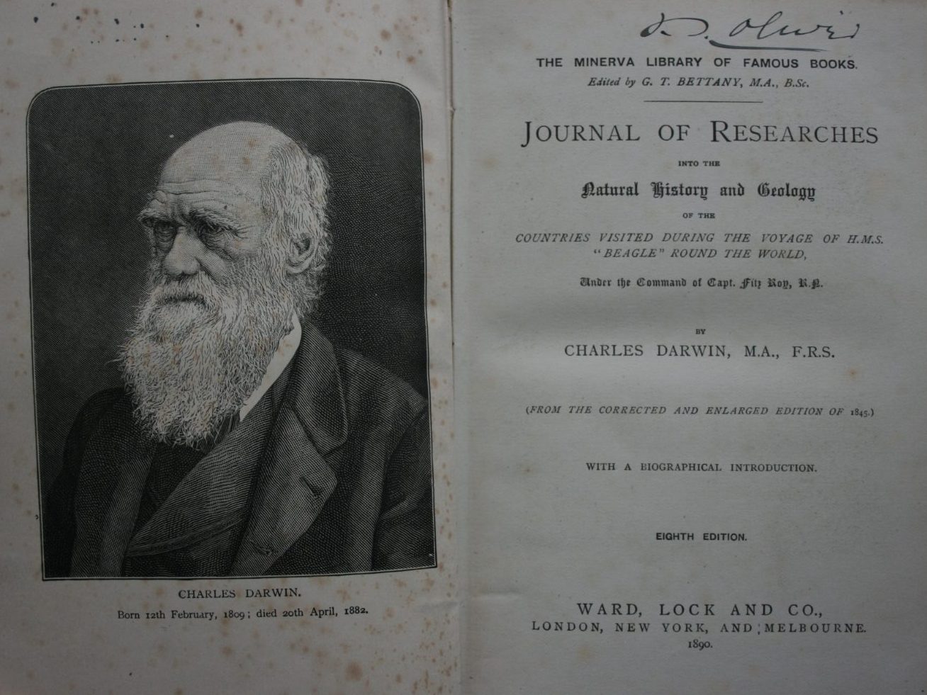 Darwin's Journal During the Voyage of H.M.S. Beagle Round the World. From the corrected and enlarged edition of 1845. Editor: T Bettany