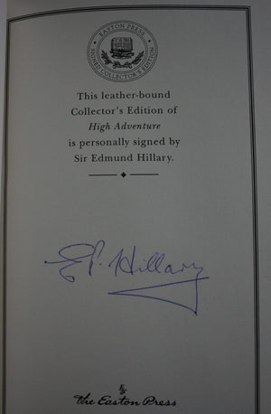 High Adventure by Edmund Hillary. SIGNED by Ed Hillary with signed certificate of authenticity.