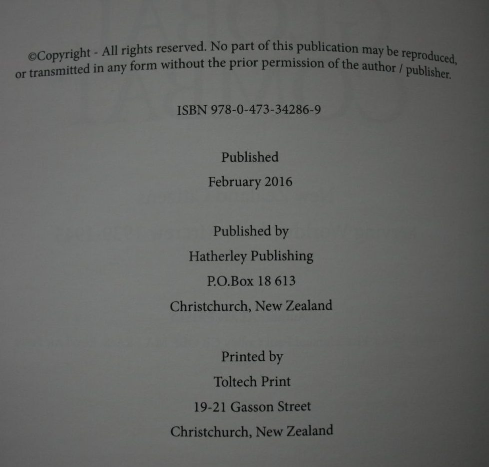 Global Combat: New Zealand Citizens Serving Worldwide As Aircrew 1939-1945 by Alan Paisey.