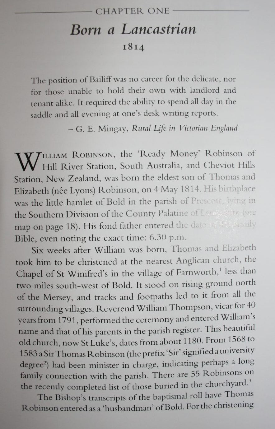 'Ready Money': The Life of William Robinson of Hill River, South Australia and Cheviot Hills, North Canterbury. SIGNED by Margaret Wigley. VERY SCARCE, OUT OF PRINT.