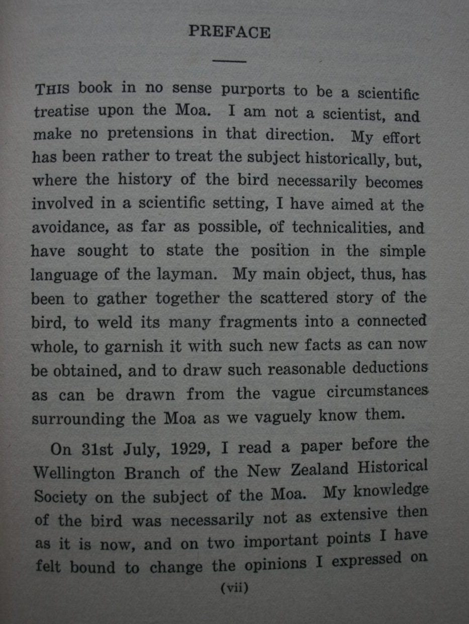 The Mystery of the Moa: New Zealand's Avian Giant by T. Lindsay Buick.  FIRST EDITION. VERY SCARCE.