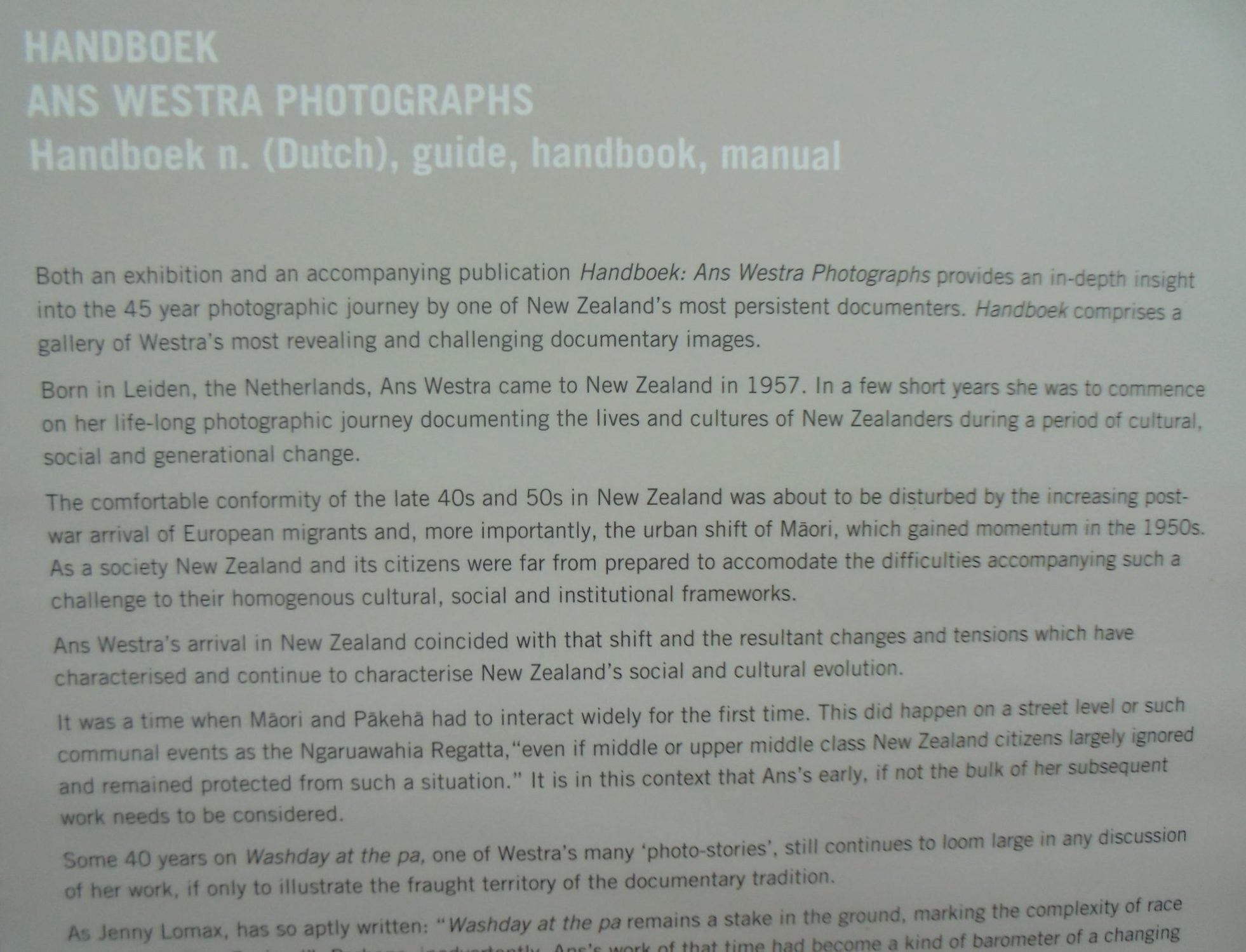 Handboek Ans Westra Photographs. FIRST EDITION