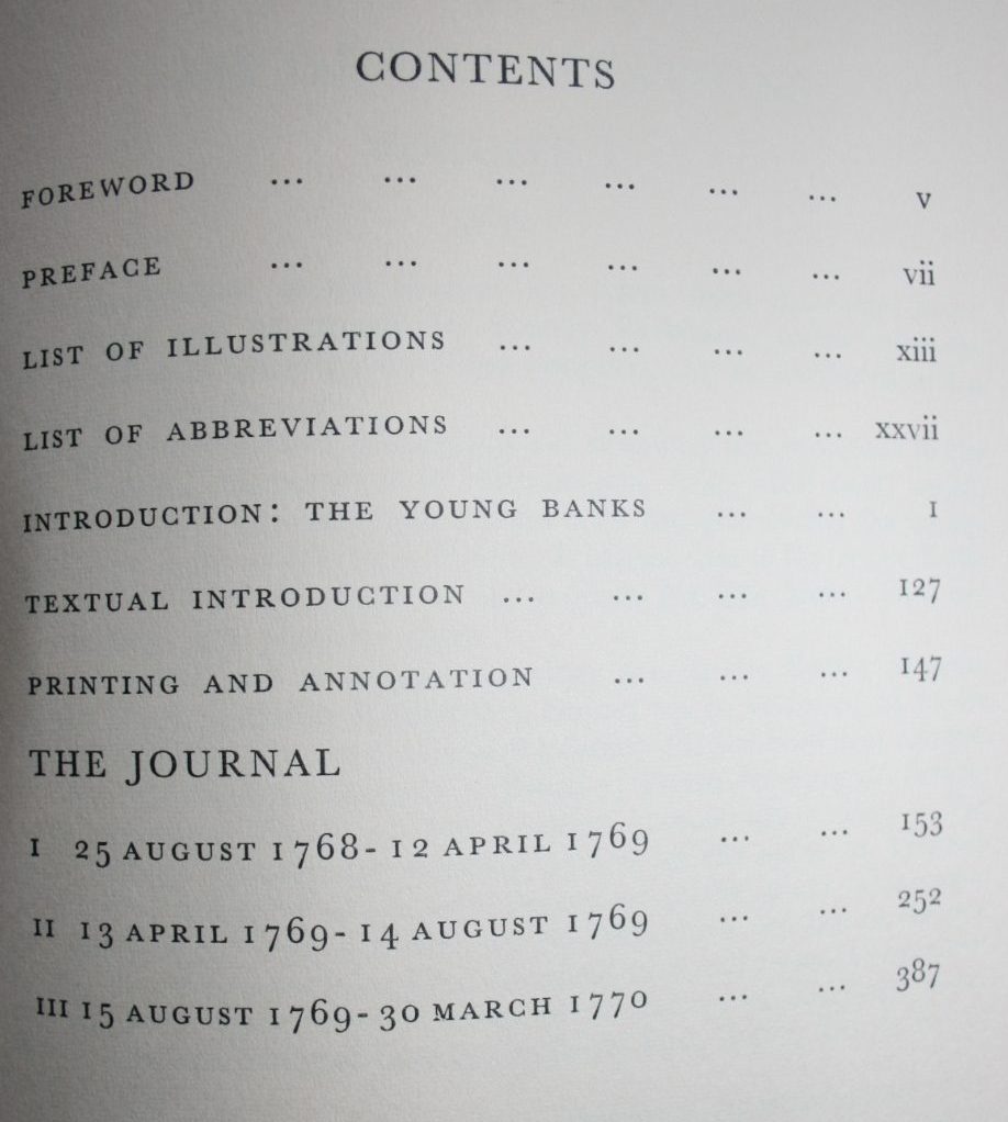 The Endeavour Journal of Joseph Banks 1768-1771 in Two Volumes by J. C. Beaglehole (editor).