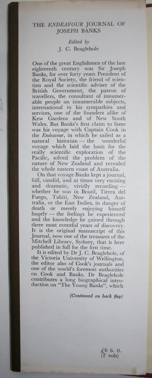 The Endeavour Journal of Joseph Banks 1768-1771 in Two Volumes by J. C. Beaglehole (editor).