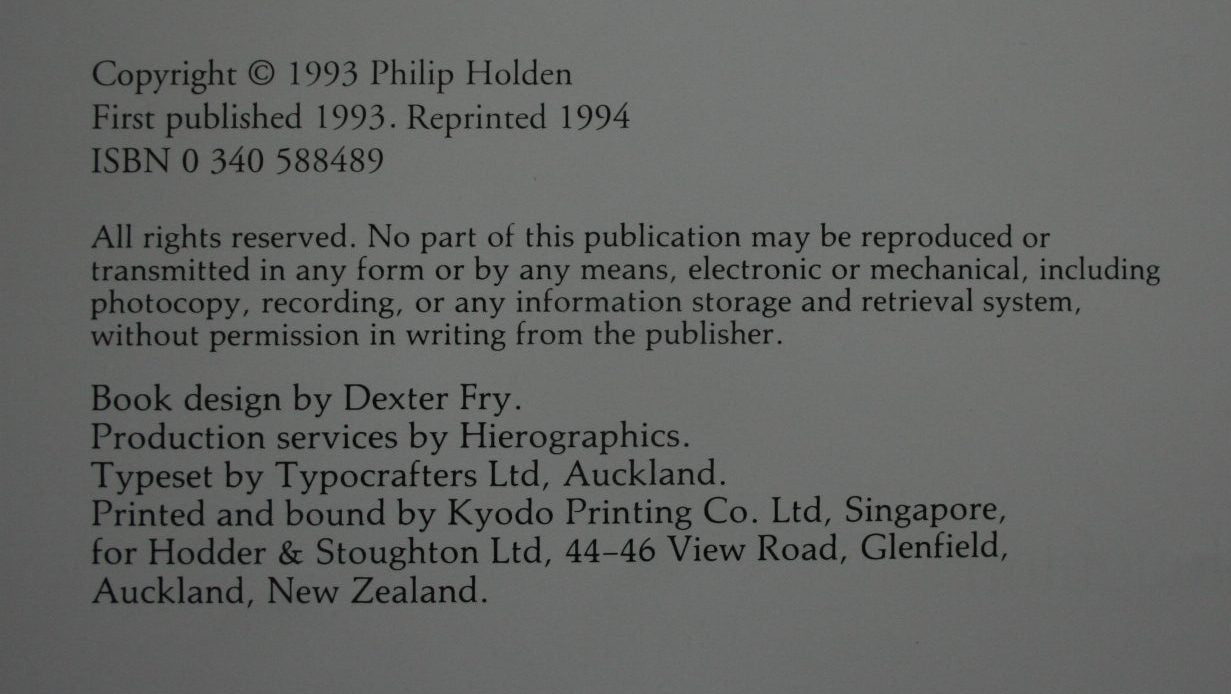 Station country: Back-country life in New Zealand BY Philip Holden. 1994. SIGNED BY AUTHOR.