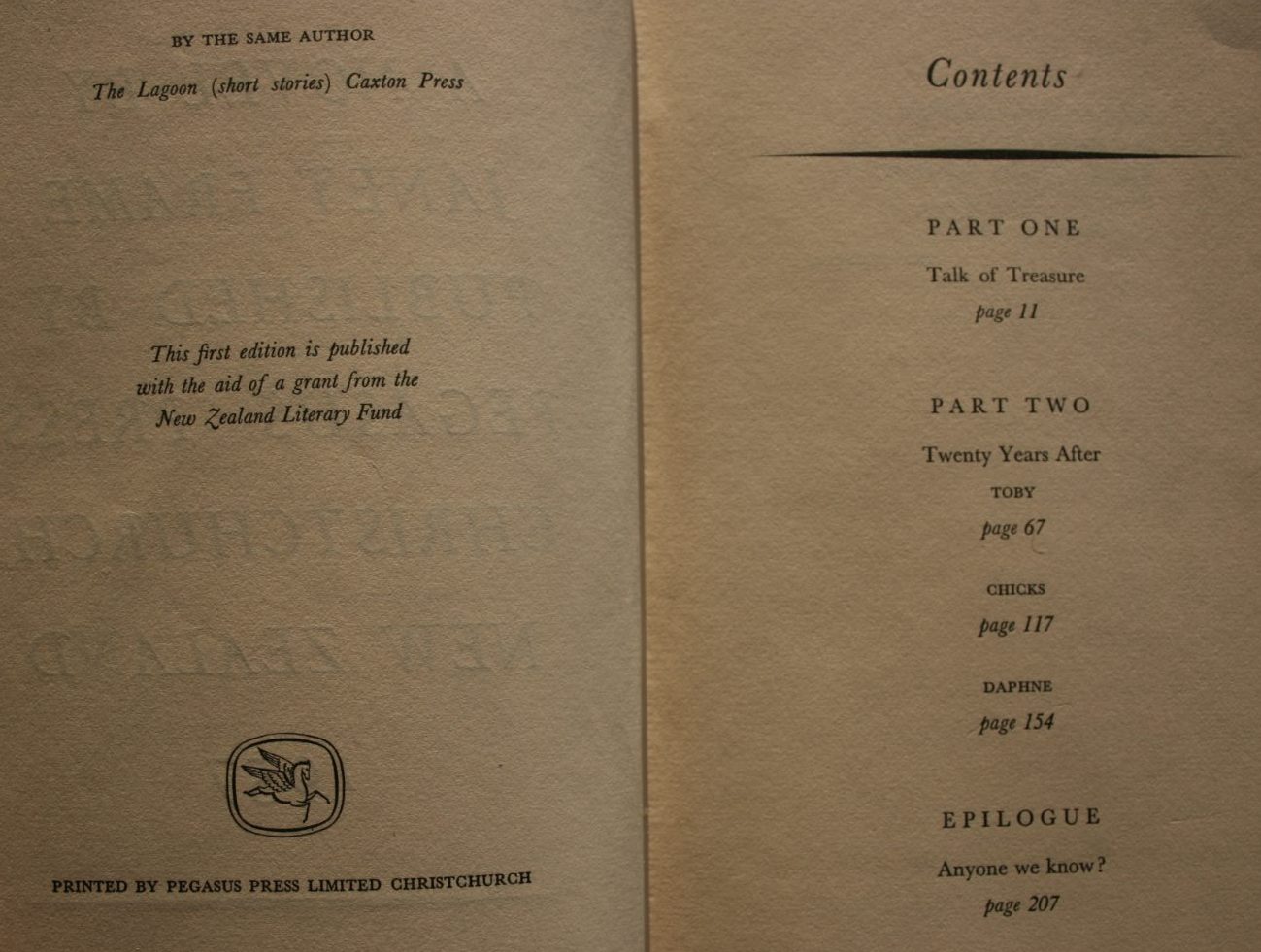 Owls Do Cry by Janet Frame. 1957, first edition. SCARCE.